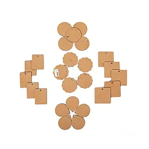 IVEI DIY MDF Shaped Pendants - Set of 25 -MDF Cutouts Pendants - Plain MDF Blanks Pendant Cutouts - for ting Wooden Sheet Craft Decoupage Resin Art Work & Decoration