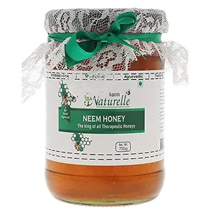 Farm Naturelle - Raw Natural Ayurved Recommended Unprocessed Neem Forest Flower Honey with Huge Value 700 g -Glass Bottle