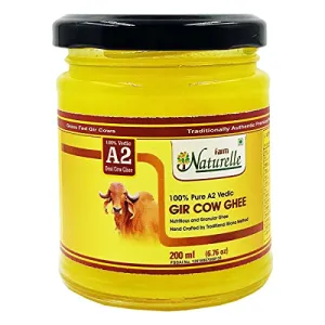 Farm Naturelle-100% Pure A2 Gir Cow Desi Ghee Through Vedic Bilona Method(Glass Bottle- 200 ml)