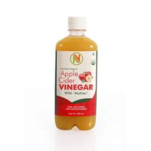 NatureVit Organic Apple Cider Vinegar with Mother 500ml [Raw Unfiltered & UnRefined]