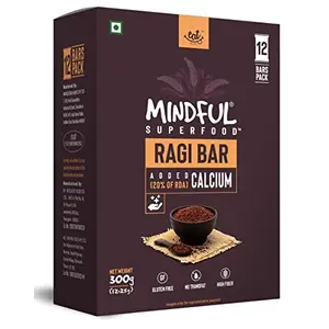Eat Anytime Mindful Healthy Ragi Energy Bar | Healthy Bar With Ragi & Almonds | Zero Added Sugar | Antioxident & No Transfat | Healthy Snack For Breakfast & Diet | Ragi Energy Bar - 300gm(12pcs. of 25gm)