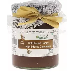 Farm Naturelle Cinnamon Infused Wild Forest Honey -100 % Pure Raw & Natural - 250 GR (8.81oz)