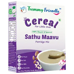 TummyFriendly Foods Certified Organic Sprouted Sathu Maavu Mix | Made of Sprouted Ragi, Whole Grains, Pulses & Nuts | Organic Baby Food For 8+ Months Baby | Rich in Protein & healthy-Fat MultiGrain Cereal Health Mix | Sattu Real Food for babies kids adult