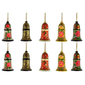 Silkrute Handcrafted Paper Mache Hanging Bell - Set of 10