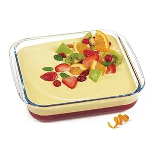 Treo By Milton 1700 Ovensafe Square Borosilicate Glass Dish 1 Piece 1730 ml Transparent | Microwave Safe | OTG Safe | Freezer Safe | Dishwasher Safe