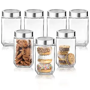 Treo by Milton Cube Storage Jar 800 ml Set of 7Transparent | BPA Free | Storage Jar | Kitchen Organizer | Air Tight | Modular | Multipurpose Jar