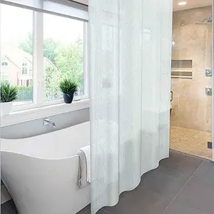 Freelance Glass Effect Cobblestone Bubble PVC Waterproof Bath Shower Bathroom Transparent Curtain with 12 Hooks (Grey 180 Width X 200 Height)