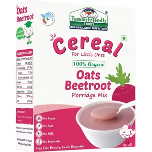 TummyFriendly Foods Certified 100% Organic Oats, Beetroot Porridge Mix | 100% Organic Oats for Baby 6 month | Rich in Protein, Healthy Fat, Iron and Dietary Fibre | No Sugar, No Salt, No Milk, No Chemicals, No Pesticides & No GMO | Made of Organic Oats an