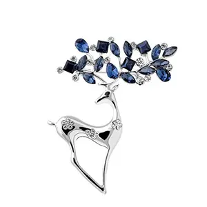 YouBella Jewellery Latest Stylish Crystal Unisex Deer Brooch for Women/Girls/Men
