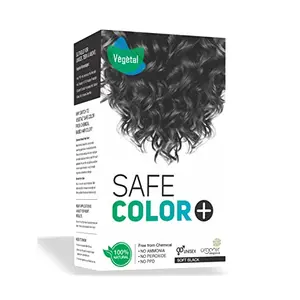 Vegetal Safe Hair Color Soft Black 100gm - Certified Organic Chemical and Allergy Free Bio Natural Hair Color with No Ammonia Formula for Men and Women