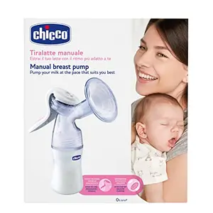Chicco Natural Feeling Manual Breast Pump with 2 Phase Pumping Technology Extra Soft Silicone Cup & Easy Grip Handle BPA Free