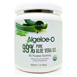 Algeloe Organic Aloe Vera Gel 99% Natural Powder Paraben Sulfate-Free With No Added Colour 500 ml