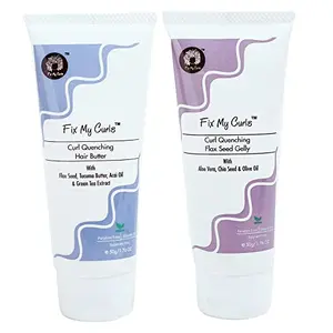 Fix My Curls Curl Quenching Moisture Styling Bundle For Curly And Wavy Hair Cruelty Free & Vegan Moisture Rich Frizz Control Solution Silicone Free CG Friendly (50gm Each)