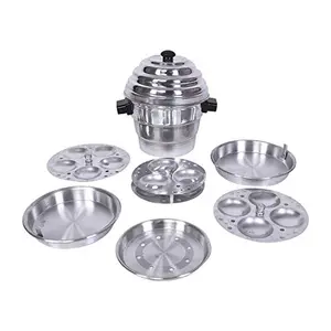 Arihant's Aluminum Idli Maker Cooker with 4 Plates & 3 Plates Steamers Silver