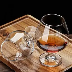 VILRO Crystal Cut Wine Glasses - 250 ml Set of 6 Transparent Long Glass | Brandy Glasses | Wine Glass | Tumbler Set of 6 Brandy Glass White Wine Glass Crystal Clear Red Wine Glasses