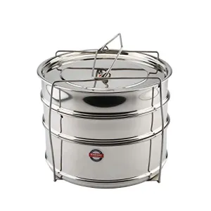 Embassy SS Cooker Separator H6.5 Suitable for Hawkins Classic Inner-Lid Pressure Cooker 6.5 litres (Model No. CL65) (3 Containers with Lifter Stainless Steel)