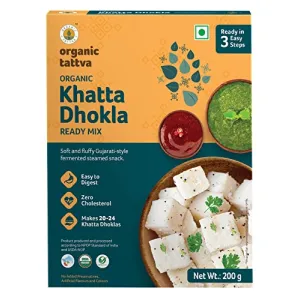 Organic Tattva Organic Khatta Dhokla Instant Ready Mix 200 Gram | High in Protein Zero Cholesterol | Make the Tastiest Khatta Dhokla in Just 3 Easy Steps