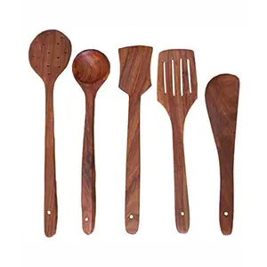 Brown Wooden Cutlery Set of 5