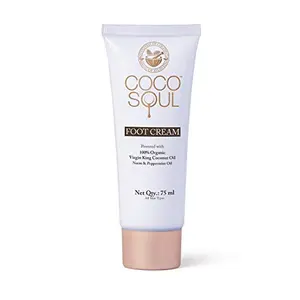 Coco Soul Ayurvedic & Coconut Foot Cream - 2.53 fl.oz. (75ml) - Neem & Peppermint Oil Virgin King Coconut Sulphate Free Petroleum Free Paraben Free Silicone Free Cruelty Free