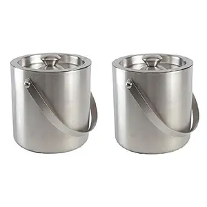 Dynore Stainless Steel Double Wall Ice Bucket 1000 ml- Set of 2