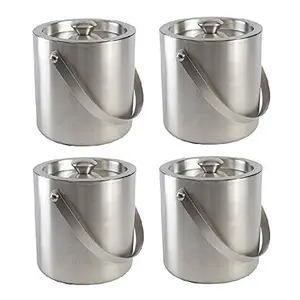 Dynore Stainless Steel Double Wall Ice Bucket 1000 ml Each- Set of 4
