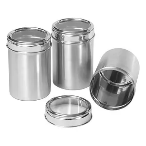 Dynore Stainless Steel Kitchen Storage Canisters with See Through lid - Set of 3 - Size 9,10,11