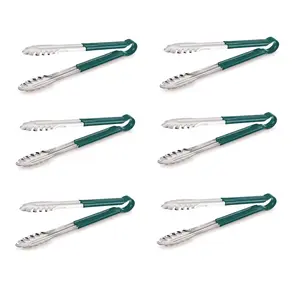Dynore Stainless Steel Viny Coating Utility Tong- Set of 6 Green