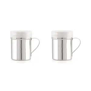 Dynore Stainless Steel Chocolate Shaker| Chat Masala Sprinkler| Dredger Shaker with Handle- Set of 2
