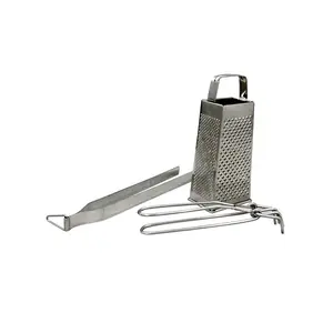 Dynore Stainless Steel Chapati Roti Chimta with Pakkad Utensil Holder and 4 Way Grater and Slicer.