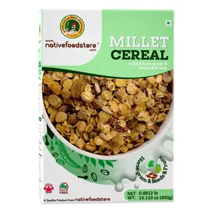 Native Food Store Millet Muesli with Horsegram, Seeds & Fruit, Healthy Millet Breakfast Cereal, Low in Calories, 400 GM
