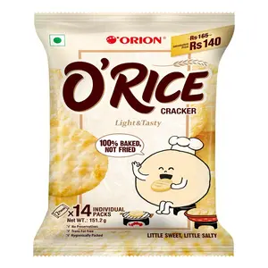 Orion O'rice cracker - Baked Korean snack (Pack of 1)|Sweet & salty |No Added|Healthy snack