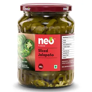 Neo Sliced Jalapenos 680g(23.98 oz) I 100% Vegan I Ready-to-Eat Topping for Pizza Pasta Wraps and Salads I Non-GMO I Glass Jar