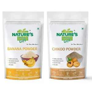 NATURE'S GIFT - FOR THOSE WHO CARE'S Banana Powder & Chikoo Fruit Powder -200 GM Each (Super Saver Combo Pack)