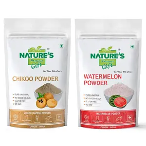 NATURE'S GIFT - FOR THOSE WHO CARE'S Chikoo Powder & Watermelon Fruit Powder - 100 GM Each (Super Saver Combo Pack)