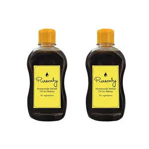 PureOnly Homemade Herbal hair and Massage Oil for babies (Cold Pressed Oil) Added with 10 Ingredients (500 ML)