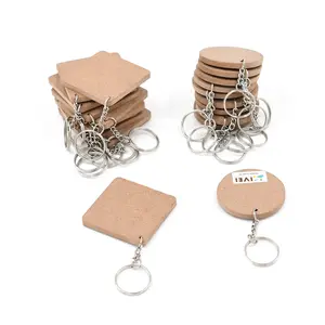 IVEI DIY MDF Key Chains - MDF Plain Square Key Chains - Set of 20-2 in X 2 in (Non - Primer, Mixed)