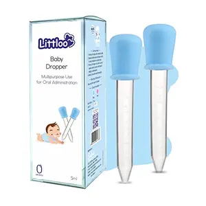 LITTLOO Dropper Quality Silicone Graduated Plastic Pipette for Feeding Liquids to Toddlers & with Measured Quantity Markings- 5ml Pack of 2 (Multicolour)