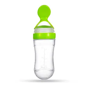 GOODMUNCHKINS GOODMUNCHKINS Silicone Spoon Food Feeder for Babies. Food Grade Silicone Bottle 90ml BPA Free (Green)