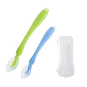 Safe-O-Kid Soft Silicone Tip Spoons Set Box (2 Spoons) Blue & Green