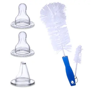 Goodmunchkins Stainless Steel Baby Feeding Bottle Nipple Food Grade Anti Colic Silicone Nipple (2 Nipple 1 Sipper Spout 1 Bottle Cleaning Nylon Bristle Brush)