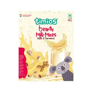 Timios High Protein Nuts & Turmeric Swirl Milk Mix |No Sugar | Supergrain Blend of Oats | Organic Jowar | Nut blend powder | 250g