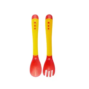 Safe-O-Kid - Extra Safe Heat Sensitive Spoon Fork Set Red & Yellow Pack of 1