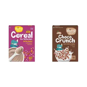 Slurrp Farm Sathu Maavu Multigrain Health Mix with The Goodness of Ragi, Dals & Almonds| 200g & Slurrp Farm Choco Crunch Chocolate Cerealfor Kids | 400 g
