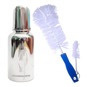Goodmunchkins Stainless Steel Baby Feeding Bottle 304 Grade Steel for Infants/Toddlers Jointless with Bottle Cleaning Brush