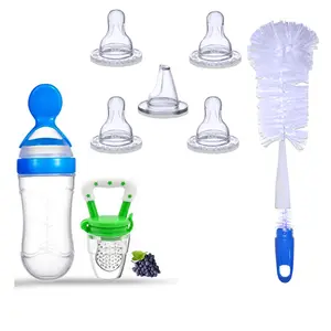 Goodmunchkins Stainless Steel Feeding Bottle with NailGroom Kit (220 Pink) (Blue)