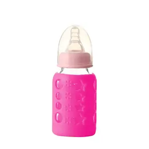 Safe-O-Kid - Pack of 1 - Silicone Baby Feeding Bottle Cover Sleeve Holder Insulated Protection All Bottle Types Medium 120 ml- Pink