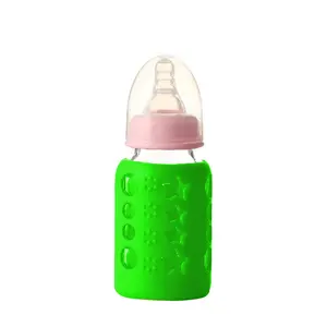 Safe-O-Kid - Pack of 2 - Silicone Baby Feeding Bottle Cover Sleeve Holder Insulated Protection All Bottle Types Medium 120 ml Green