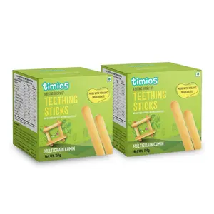 Timios Multigrain Teething Sticks|Organic Snack|Dissolves Easily|Multigrain Cumin| Pack of 2|150g