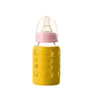 Safe-O-Kid - Pack of 2 -Silicone Baby Feeding Bottle Cover Sleeve Holder Insulated Protection All Bottle Types Medium 120 ml Yellow