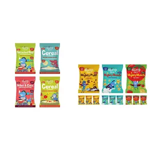 SLURRP FARM No Sugar, No Salt First Foods Cereal Trial Pack Combo | | Made With Ragi, Oats, Jowar, Real Fruits, Vegetables, Dals| 50 G*4 & Healthy Snacks For Kids| 12 X 20G Packs